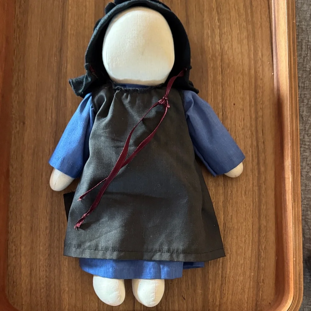 Vintage Handmade Doll  Blue and Black Amish Outfit